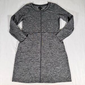 The Limited Women's Sweater Dress Size S Gray Black Long Sleeve Pockets Knee Lth